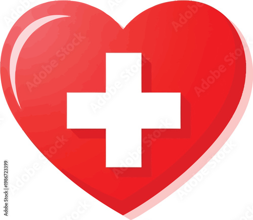 A simplified illustration of a red heart with a white puzzle piece missing isolated on transparent background