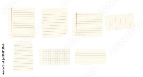 Set of Torn Ripped Notebook Papper Illustration