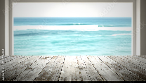 Wallpaper Mural A blurry photo of a beach scene through a window Torontodigital.ca