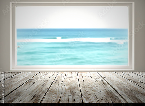 Wallpaper Mural A serene ocean view through a large framed window Torontodigital.ca