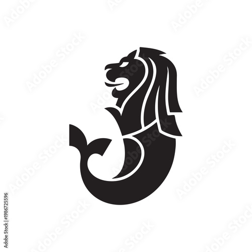 Merlion Singapore Line Art Vector | Minimal Outline Icon & Landmark Illustration