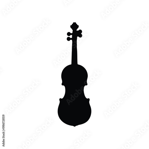 Violin silhouette vector flat design on white background.
