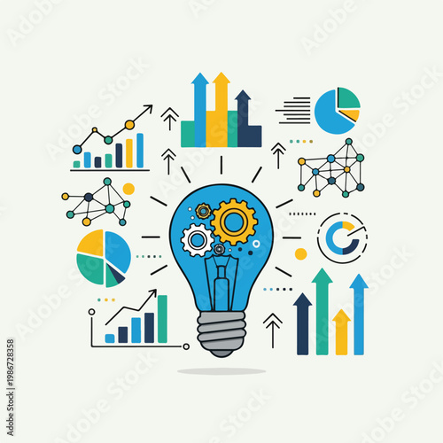 Canvas-taulu A colorful infographic with a central lightbulb