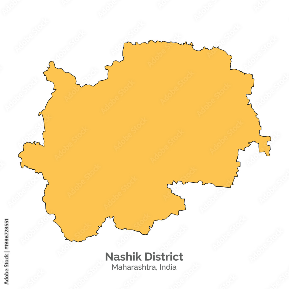 Obraz premium Nashik District Map, Maharashtra state of India. Vector, illustration.