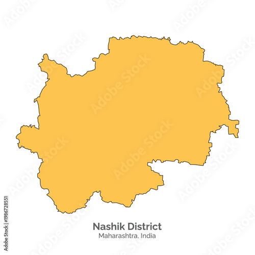 Nashik District Map, Maharashtra state of India. Vector, illustration.
