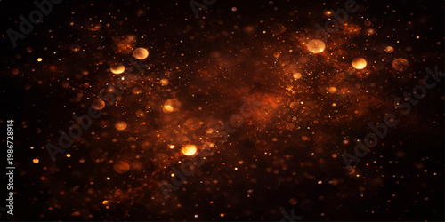 Abstract Celestial Symphony: An artistic abstract composition of golden, ethereal light particles shimmering against a rich, dark backdrop. for Website. Background, Branding