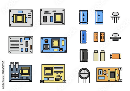 Electronic components and circuits are illustrated in a technical drawing.