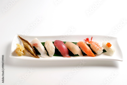 sushi with chopsticks