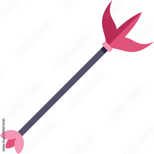Cupid arrow with a pink arrowhead and fletching for valentine's day