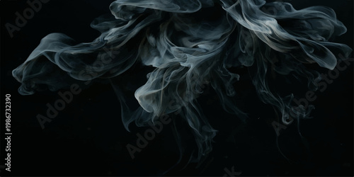 Abstract Whisper of Smoke: An abstract image of swirling smoke against a dark backdrop, creating an ethereal and atmospheric effect. for Website. Background, Branding
