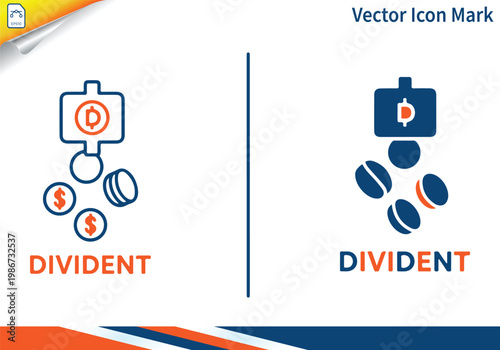 Financial dividend icon set with coins and dollar symbols.