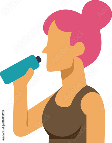 Woman hydrating after exercise, promoting health and wellness