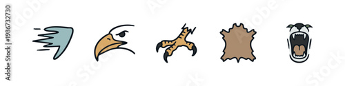 Aggressive Raptor and Wild Animal Symbol Icons