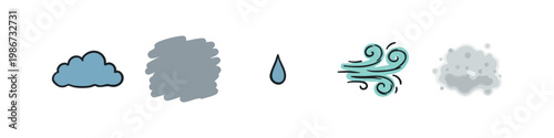 Weather Conditions and Atmospheric Hand Drawn Icons