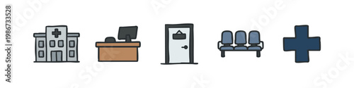 Colored hospital and medical clinic service icons