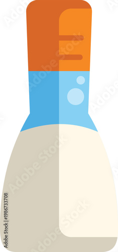 Nail polish bottle with orange cap and white lacquer for beauty and manicure