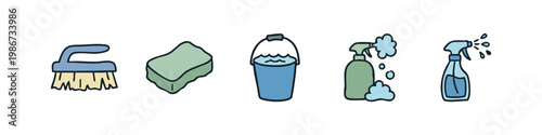 Cleaning Supplies and Hygiene Icons