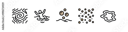 Abstract Icons: Swirl, Person Stuck, Blobs, Dots, Outline
