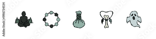 Mystical Symbols: Buddha, Bracelet, Poultice, Bone Charm, Ghost