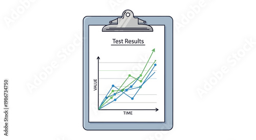 Clipboard with Test Results Graph Data Analysis.
