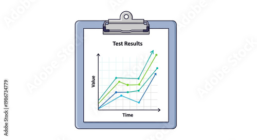 Clipboard with Test Results Graph Showing Value Over Time.