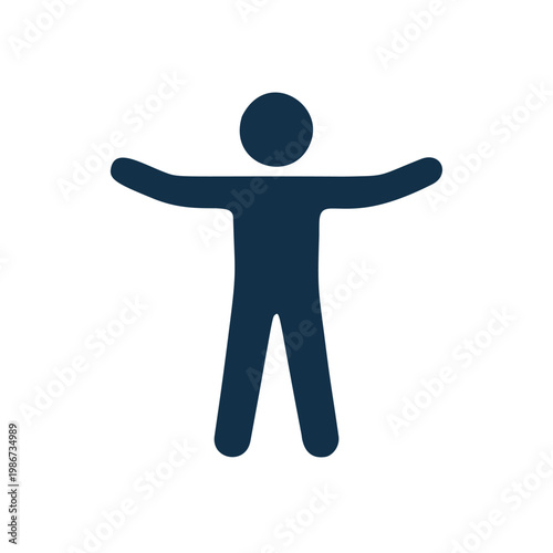 Simple Silhouette Figure with Open Arms Upward Gestures Symbol Icon