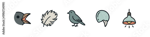 Bird, Feather, and Nesting Icons