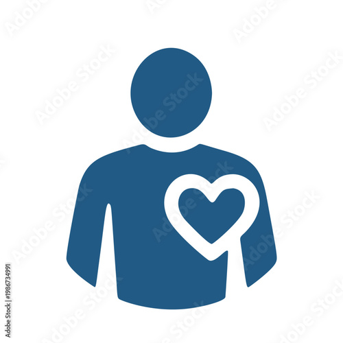 Minimalist Silhouette Figure Heart Charity Care Support Symbol Icon