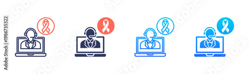 Tele Oncology icon set multiple style collection