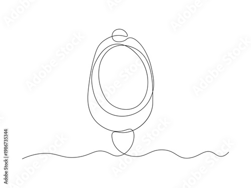 minimalist depiction urinal oval basin, flush button,  base captured sleek, functional form. common fixture in restrooms. Continuous single one line art hand drawing sketch logo on white background