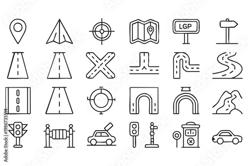 Map Location And Route Icons Collection For Mobile And Web Apps
