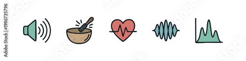 Hand Drawn Sound, Health, and Data Measurement Icons