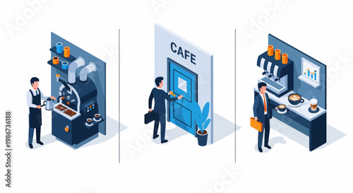 Cafe Shop Start Work Bar Job Cup Mug Hot Bean Run Buy Sell Men Boss