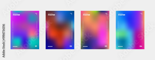 Modern abstract futuristic poster collection featuring soft colorful gradient backgrounds, fluid blurred designs, creative templates suitable for social media and web design projects.