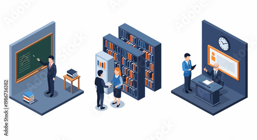 Staff Teach Book Desk Job Work Lab Uni Prep Info Data Aid Set Icon Day