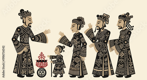 Traditional Chinese Shadow Puppets Depicting Historical Figures.