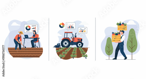 Smart farm data tech work food crop grow soil sun bio plant fruit seed grain