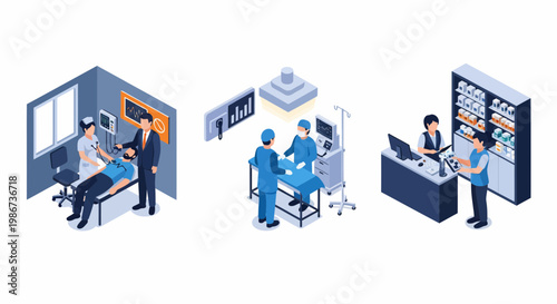 Medical Staff Work At Clinic For Health Aid Care In Job Lab Room Help Set Fast Aid