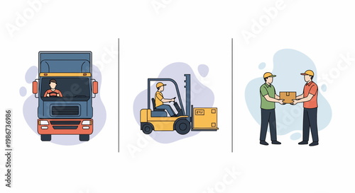 Logistics delivery truck driver forklift operator warehouse worker cargo shipping supply chain transport freight service