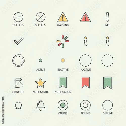 Collection of assorted interface icons and symbols for design projects.