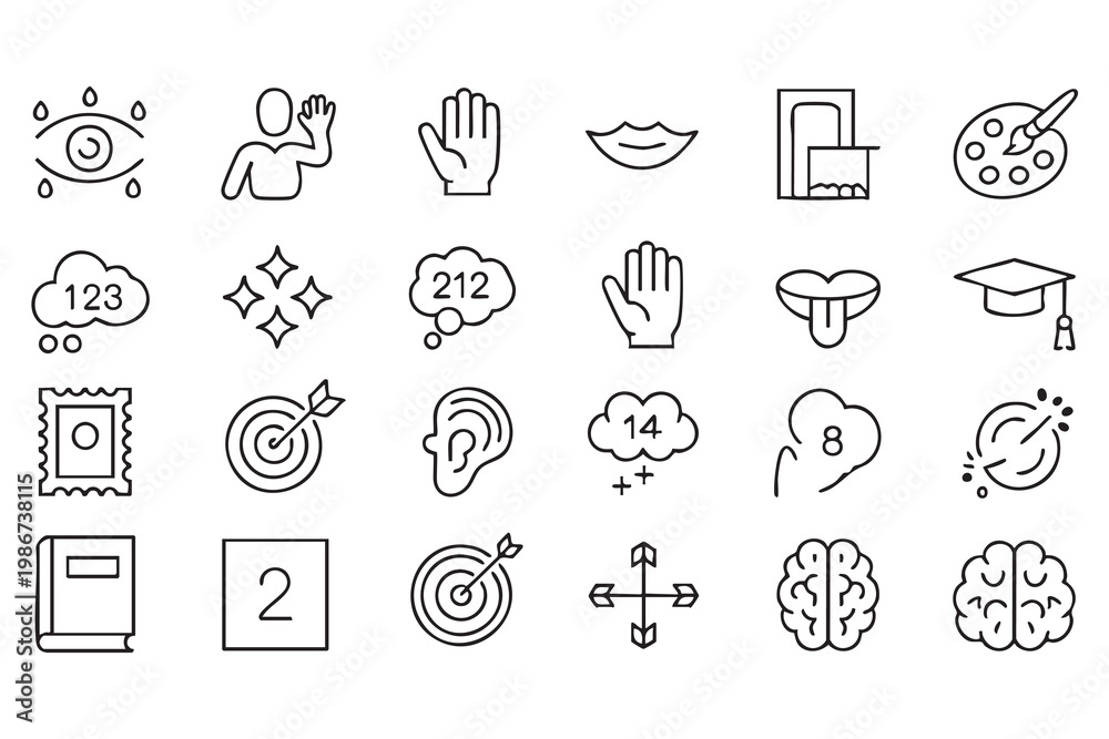 Fototapeta premium Brain And Communication Icons For Learning And Accessibility