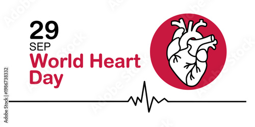 A minimalist graphic design commemorating the annual observance of world heart day on september 29 Vector, illustration