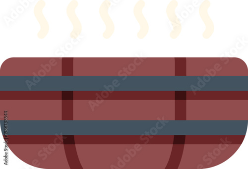 Wooden barrel showing hot steaming water for a relaxing bath or sauna