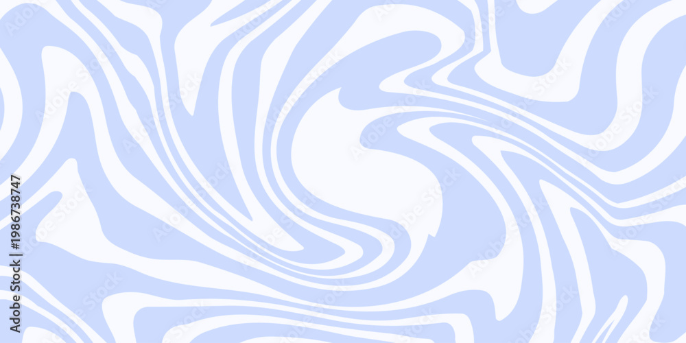 Obraz premium Abstract horizontal twisted background with distorted waves. Trendy vector illustration in style retro 60s, 70s. Blue colors