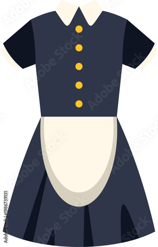 Maid uniform with apron and collar representing housekeeping and cleaning service