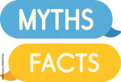 Speech bubbles presenting myths against facts on a clean white background
