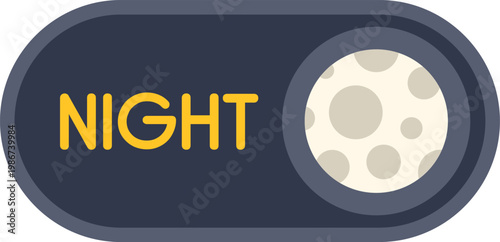 Night mode toggle button with moon icon for user interface design