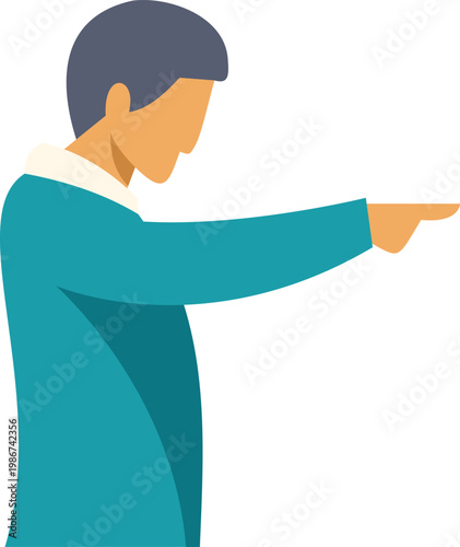 Man pointing finger providing clear instructions and showing direction