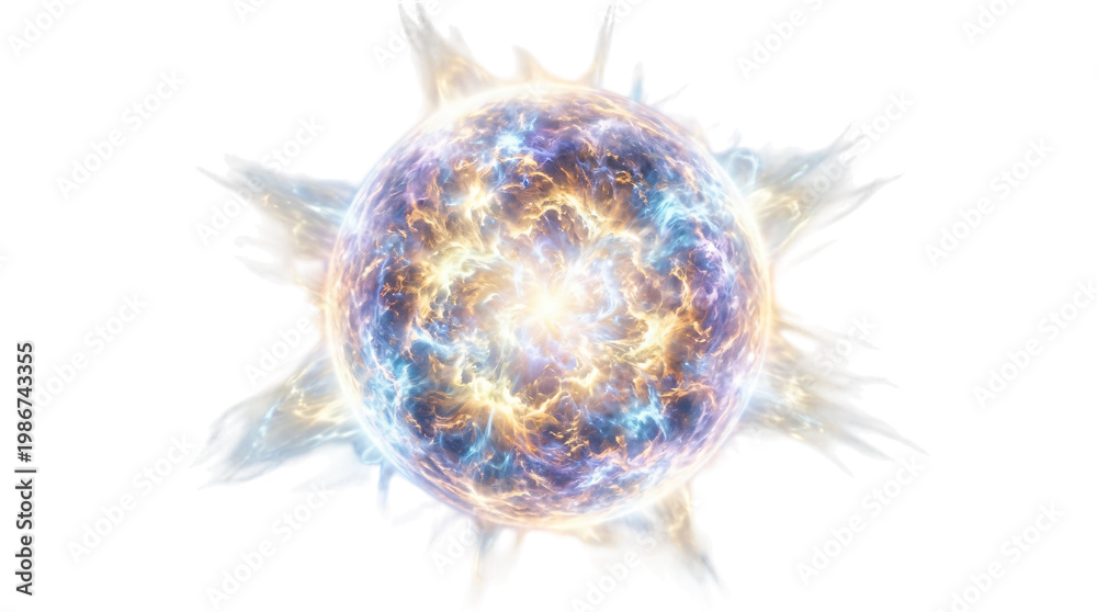 Obraz premium Vibrant abstract glowing sphere with colorful energy burst