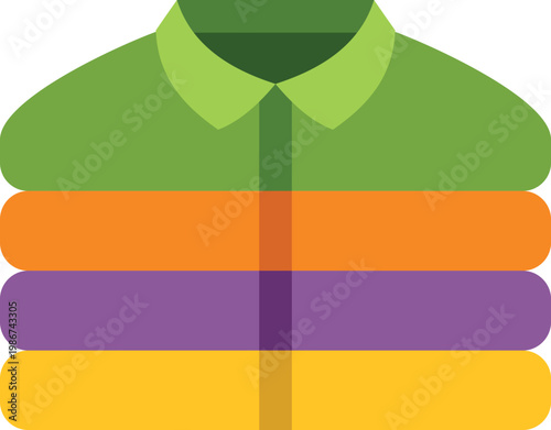 Stacked colorful shirts representing laundry, retail, or garment concepts
